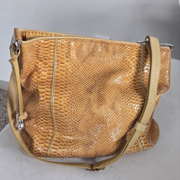 Brighton Shoulder Habdbag Women Single Strap Gold Snakeskin Print Medium Charm - Picture 10 of 16